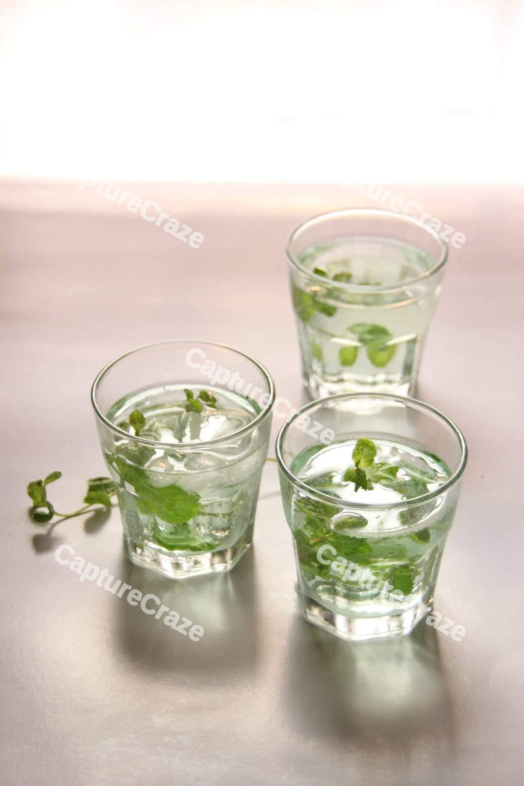 Glasses with mint and water